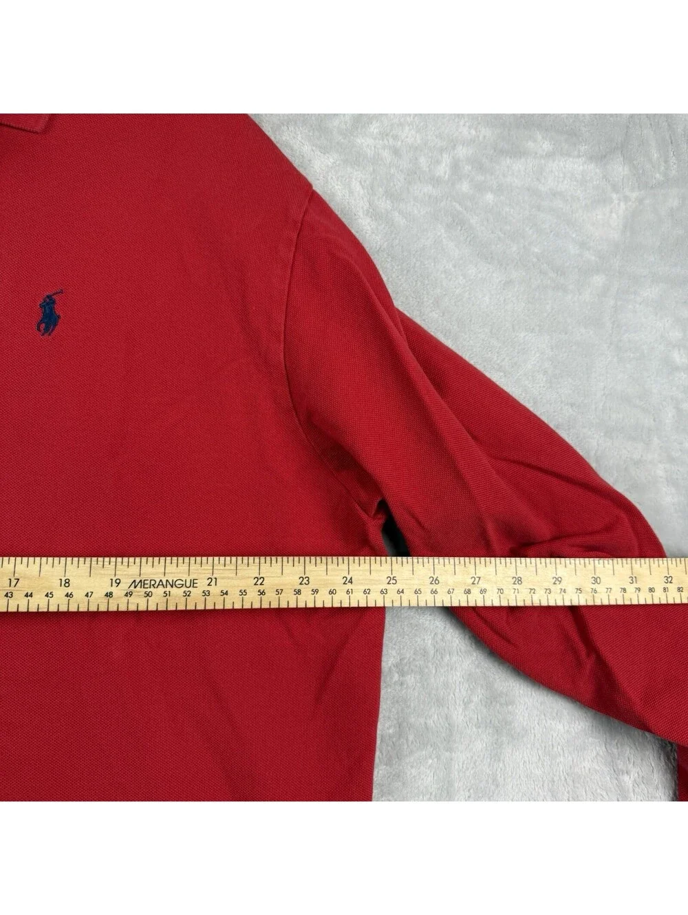 Polo Ralph Lauren Red Rugny Shirt Polo Long Sleeve Navy Pony 100% Cotton Preppy